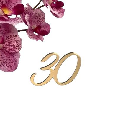 Цифра топпер "30", 5 см, акрил 2 мм (золото) Цифра топпер "30", 5 см, акрил 2 мм (золото)