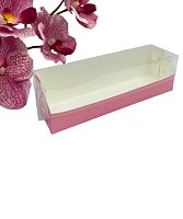 Коробка для макарон с пластиковой крышкой 190*55*55мм(розовая матовая) 