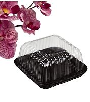 Тортница квадратная (черная), 210*210*97мм, ИП-211 К+Д (280шт/кор.)