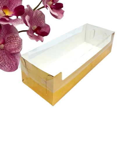 Коробка под рулет с пластиковой крышкой 300*110*80мм (золото)