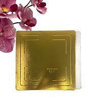 Подложка для торта квадратная золото/белая 22*22 см толщ. 3,2 мм 