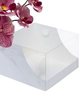 Коробка под торт с пластиковой крышкой 205*205*140 (белая) 2 эл.