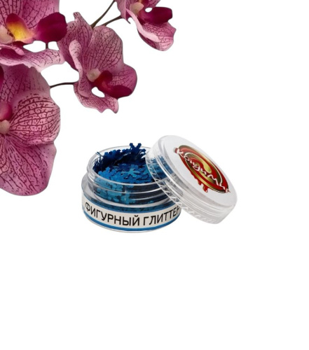 Глиттер пищевой фигурный снежинки синие