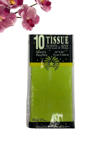 Бумага тишью САЛАТОВАЯ  51*66см (10л/упак), (Китай)