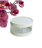 Коробка под бенто-торт, пирожные и зефир ШЛЯПНАЯ диам.120мм выс.70 мм (белая)