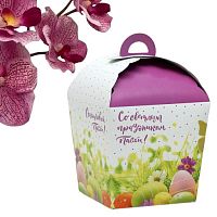 Коробка складная  "Светлой Пасхи!", в крапинку, 17 х 17 х 26 см