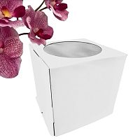 Коробка для торта 300*300*450 мм С ОКНОМ (белая) (50шт/кор) 2 эл.
