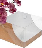 Коробка под торт с пластиковой крышкой 205*205*140 (крафт) 2 эл.