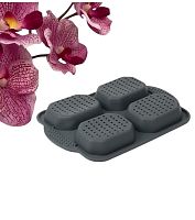 Форма для выпечки Доляна «Булочки» силикон, 26×18.3×2.5 см, 4 ячейки (9.7×7.5 см), перфорированная