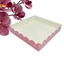 Картонная упаковка для печенья и пряников 200*200*35мм(розовая матовая)