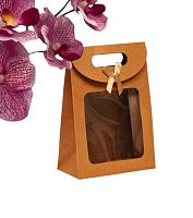 Коробка - пакет, крафтовая с окном, 20×14×7 см