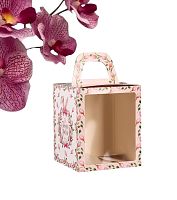 Коробка подарочная пасхальная с окном «Тюльпаны», розовый, 15×15×18 см