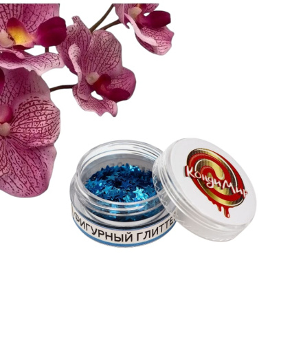 Глиттер пищевой фигурный звёзды синие Глиттер пищевой фигурный звёзды синие