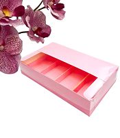 Коробка для эклеров и эскимо с пластиковой крышкой 250*150*50мм 4шт (розовая матовая)