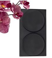 Форма для выпечки Доляна «Бискотто», силикон, 34,5×20×3 см, 2 ячейки (d=16 см), цвет чёрный