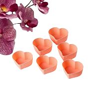 Формы для выпечки кексов Доляна «Риб.Сердце», силикон, 7×3×6 см, набор 6 шт, розовые