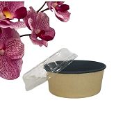 Контейнер круглый OSQ ROUND BOWL, 750 мл., крафт/черный, с крышкой (270шт./кор.), 1шт.