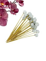 Шпажки для канапе Снежинки Белые 12см, 25шт (Китай)