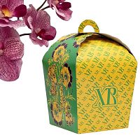 Коробка складная  "ХВ", зеленая хохлома, 17 х 17 х 26 см