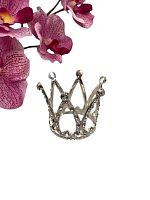 Корона со стразами мини СЕРЕБРО 3*3,5см, металл, 1шт.