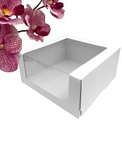 Картонная упаковка для торта ForGenika 225*225*110мм с окно белая (50шт/кор) 1шт