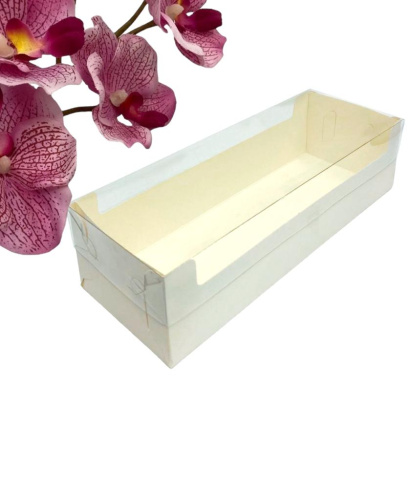 Коробка под рулет с пластиковой крышкой 300*110*80мм (белая)