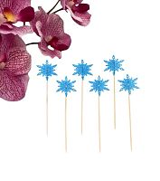 Шпажки «Снежинка», уголок, в наборе 6 штук, голубые