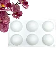 Форма для муссов Полусферы 6 ячеек, 70мм, цв. силикон 1687530, S109/203408