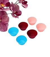 Формы для выпечки кексов Доляна «Риб.Круг», силикон, 7×3.3 см, набор 6 шт., МИКС