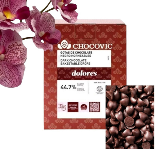 Термостабильные капли из темного шоколада(1,5кг*8шт), Chocovic Dolores,CHD-DR-854CHVC-69B 