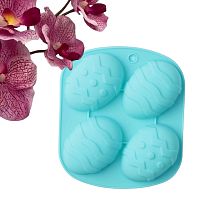 Форма силиконовая для выпечки Доляна «Пасха.Пасхальное яйцо», 15×12,6×2,5 см, 4 ячейки, цвет МИКС