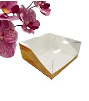 Коробка под торт с прозрачной крышкой 235*235*100(золото), НОВИНКА