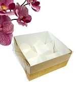 Коробка для МОТИ с пластиковой крышкой и ложементами 120*120*55 (4) (крафт)