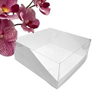 Коробка под торт с пластиковой крышкой 235*235*100мм (белая) 2 эл.