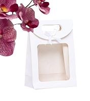 Коробка-пакет, с окном, белый, 20×14×7 см