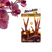 Бисквитные палочки Biscolata Stix Hazelnut в молочном шоколаде с лесным орехом, 32 г
