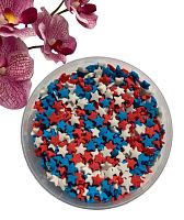 Посыпка сахарная Деко-Про - "Звезды красные, белые, синие" (Упаковка 0,75 кг.) tp15796