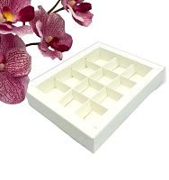 Коробка для конфет с пластиковой крышкой 190*150*30мм, 12шт (белая)