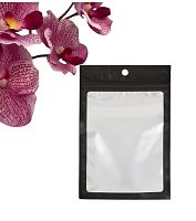 Пакет дой пак с окном, с еврослотом, чёрный, 12×18 см,200 мкм