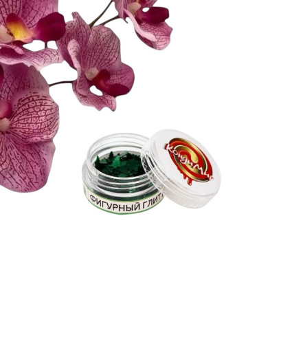 Глиттер пищевой фигурный елки зеленые Глиттер пищевой фигурный елки зеленые