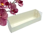 Коробка для макарон с пластиковой крышкой 190*55*55мм(белая) 