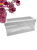 Коробка под рулет ЛЮКС с прозрачными стенками и окном 300*120*130 (белая)