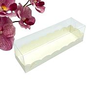 Коробка для макарон с пластиковой крышкой ВОЛНА 190*55*55мм(белая) 