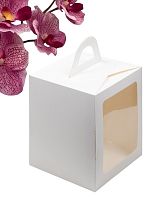 Коробка под пряничный домик и кулич, 160*160*200мм+ ложемент 155*155*25 мм (белая), картон 2 эл.