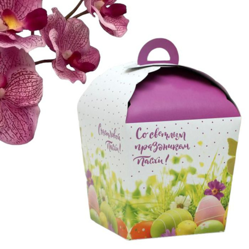 Коробка складная  "Светлой Пасхи!", в крапинку, 17 х 17 х 26 см