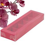 Коробка для конфет с пластиковой крышкой 235*70*30мм, 5шт (красная матовая)