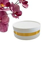 Коробка для ассорти сладостей ШЛЯПНАЯ без окна,120*45мм (35мм внутр.), БЕЛАЯ-ЗОЛОТО+ложемент 6 ячеек