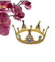 Корона со стразами 12,5*6 см (золото/кристалл), металл, 1 шт.
